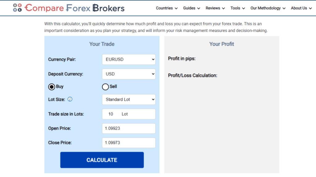 CompareForexBrokers Trading Calculators and Tools