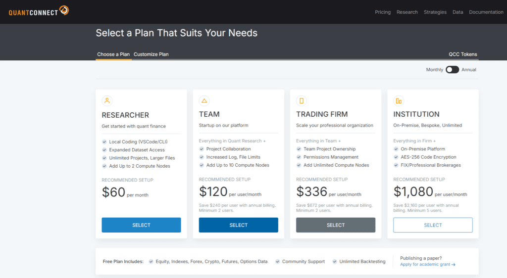 QuantConnect Pricing 1028